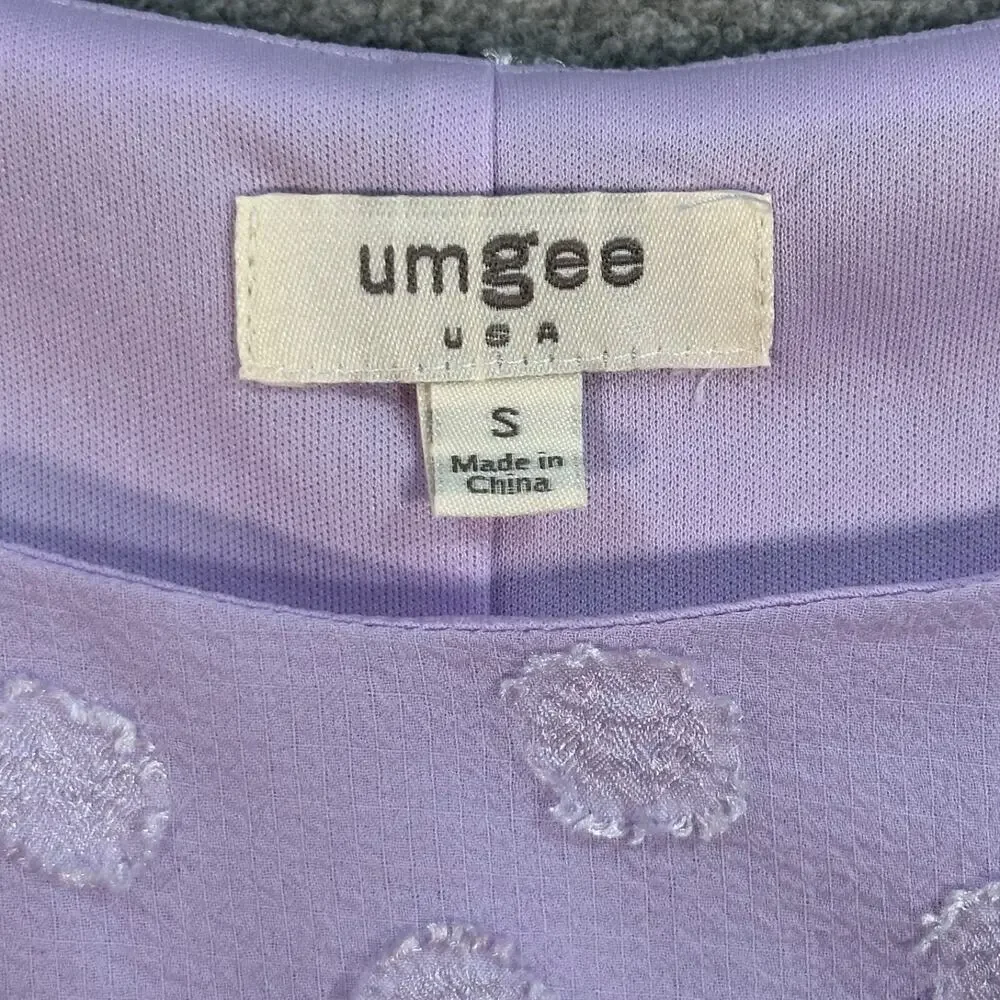 Umgee Lavender Puff Sleeve Blouse Women's Small Polka Dot Lined - Picture 2 of 7
